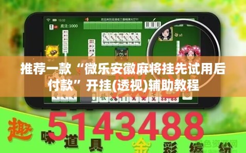 推荐一款“微乐安徽麻将挂先试用后付款”开挂(透视)辅助教程
