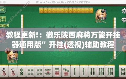 教程更新!：微乐陕西麻将万能开挂器通用版”开挂(透视)辅助教程