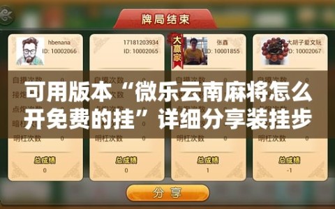 可用版本“微乐云南麻将怎么开免费的挂”详细分享装挂步骤