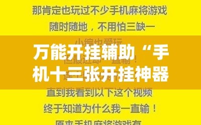 万能开挂辅助“手机十三张开挂神器”开挂(透视)辅助神器