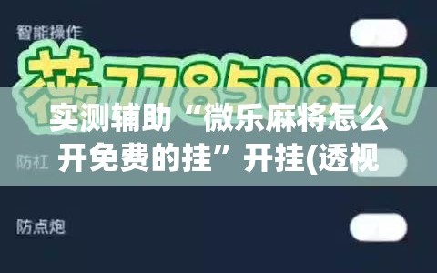 实测辅助“微乐麻将怎么开免费的挂”开挂(透视)辅助神器
