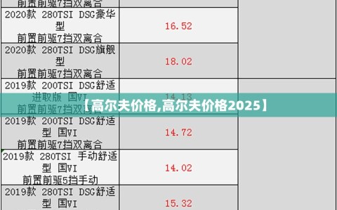 【高尔夫价格,高尔夫价格2025】