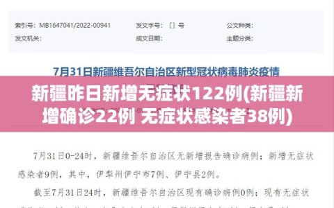 新疆昨日新增无症状122例(新疆新增确诊22例 无症状感染者38例)