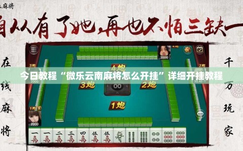 今日教程“微乐云南麻将怎么开挂”详细开挂教程