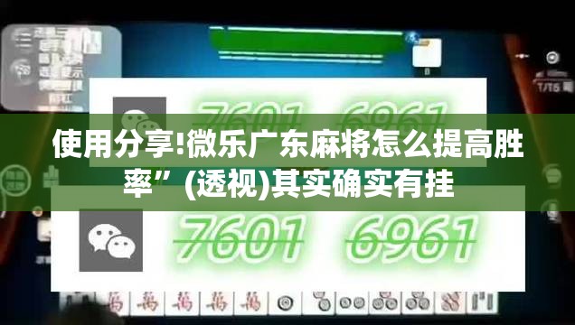 使用分享!微乐广东麻将怎么提高胜率”(透视)其实确实有挂