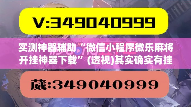 实测神器辅助“微信小程序微乐麻将开挂神器下载”(透视)其实确实有挂