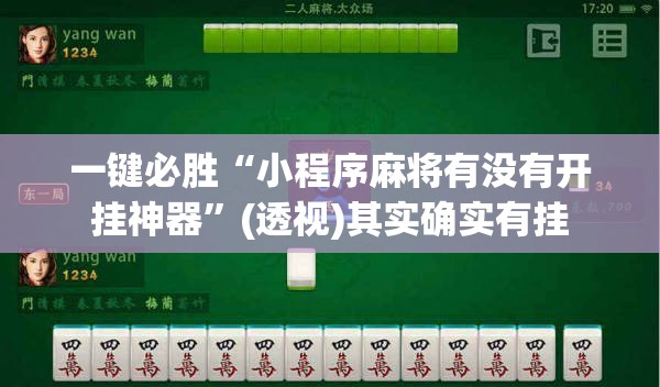 一键必胜“小程序麻将有没有开挂神器”(透视)其实确实有挂