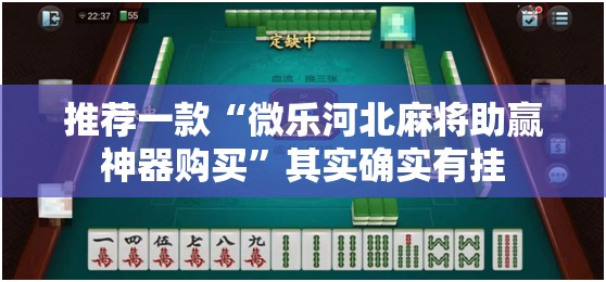 推荐一款“微乐河北麻将助赢神器购买”其实确实有挂