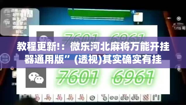 教程更新!：微乐河北麻将万能开挂器通用版”(透视)其实确实有挂