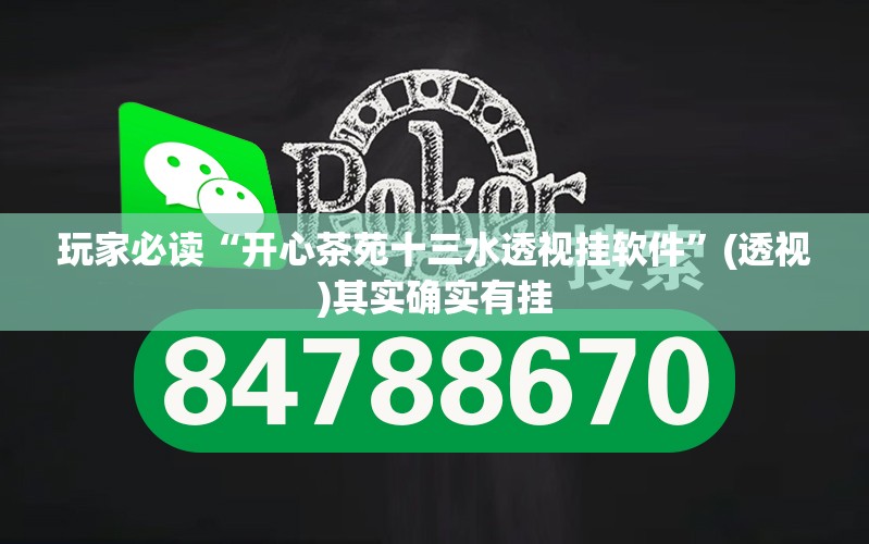 玩家必读“开心茶苑十三水透视挂软件”(透视)其实确实有挂