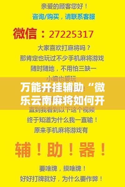 万能开挂辅助“微乐云南麻将如何开挂”开挂详细教程