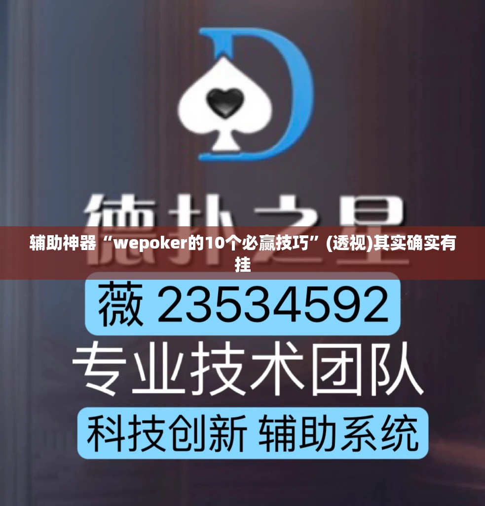 辅助神器“wepoker的10个必赢技巧”(透视)其实确实有挂