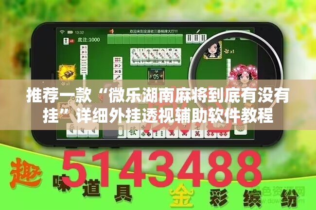推荐一款“微乐湖南麻将到底有没有挂”详细外挂透视辅助软件教程