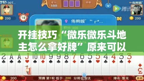 开挂技巧“微乐微乐斗地主怎么拿好牌”原来可以开挂