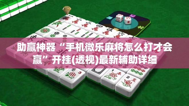 助赢神器“手机微乐麻将怎么打才会赢”开挂(透视)最新辅助详细
