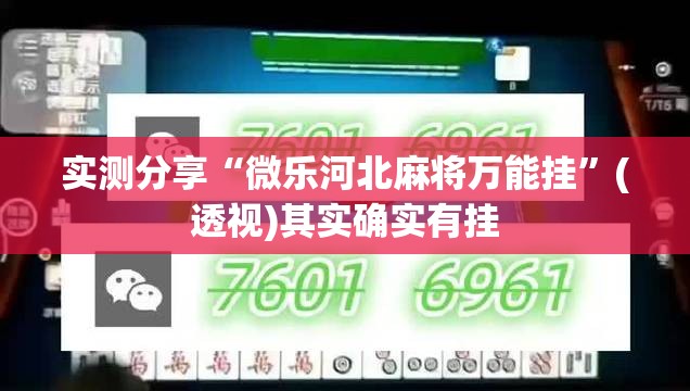 实测分享“微乐河北麻将万能挂”(透视)其实确实有挂