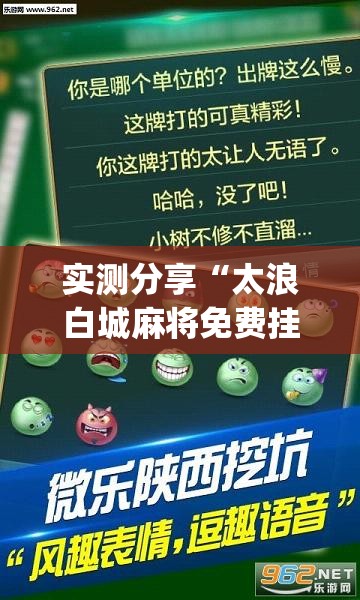 实测分享“太浪白城麻将免费挂”(透视挂)辅助下载教程