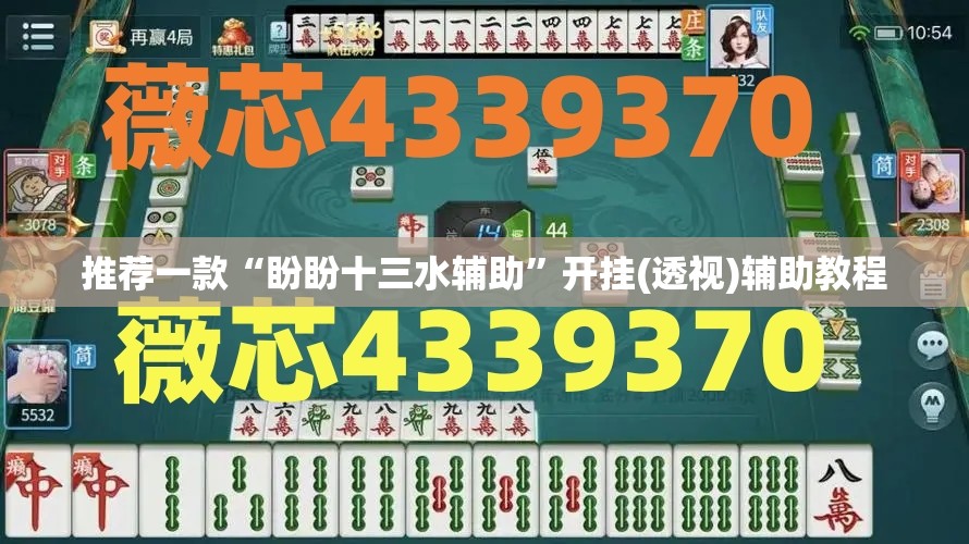 推荐一款“盼盼十三水辅助”开挂(透视)辅助教程