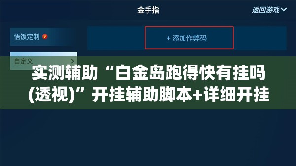 实测辅助“白金岛跑得快有挂吗(透视)”开挂辅助脚本+详细开挂安装教程