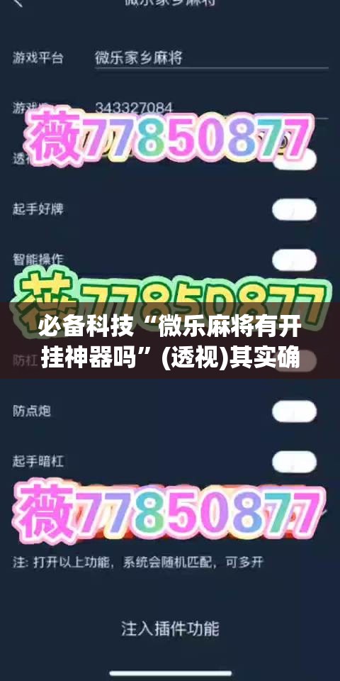 必备科技“微乐麻将有开挂神器吗”(透视)其实确实有挂