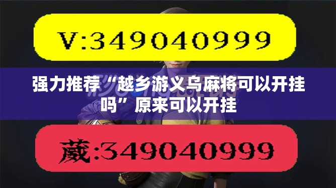 强力推荐“越乡游义乌麻将可以开挂吗	”原来可以开挂