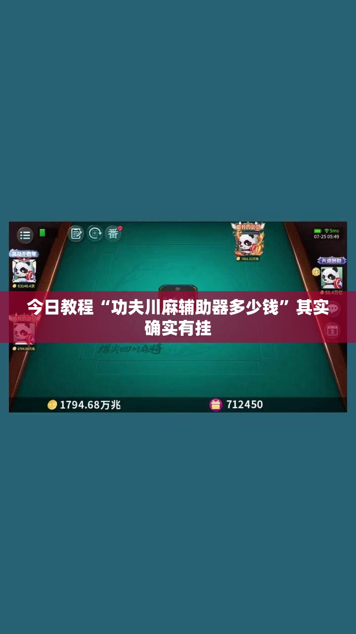 今日教程“功夫川麻辅助器多少钱”其实确实有挂