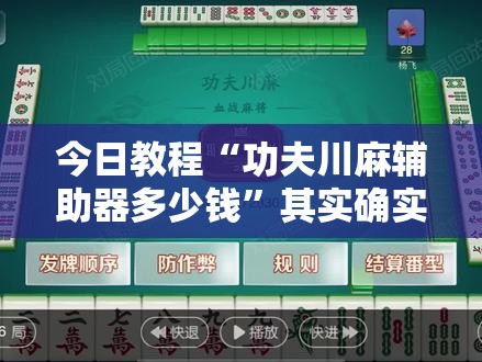 今日教程“功夫川麻辅助器多少钱”其实确实有挂
