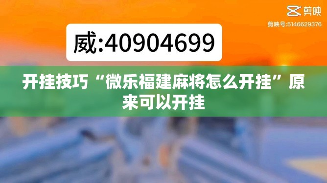 开挂技巧“微乐福建麻将怎么开挂”原来可以开挂