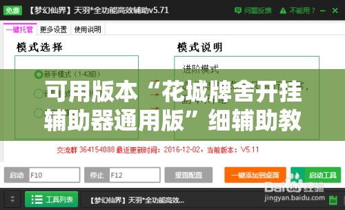 可用版本“花城牌舍开挂辅助器通用版”细辅助教程分享